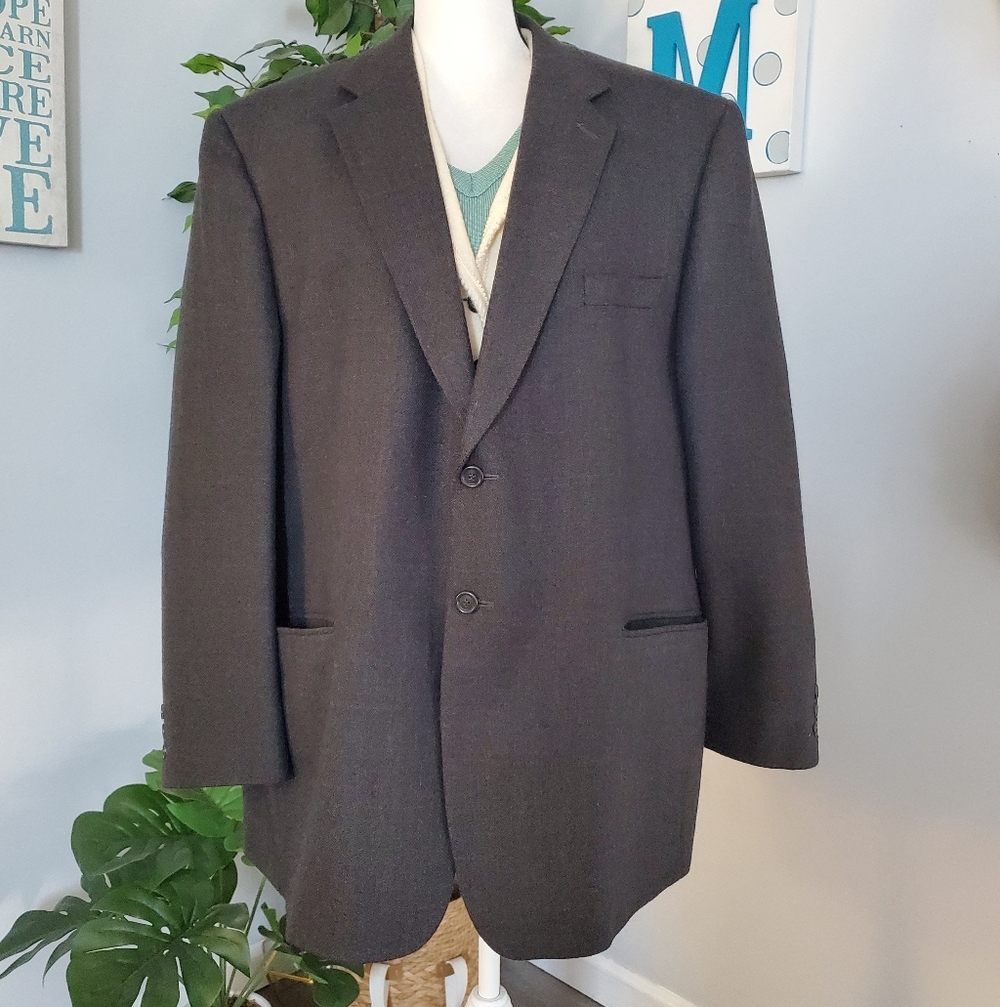 BERT PULITZER 100% Lambswool Plaid Check Suit Jacket 50R